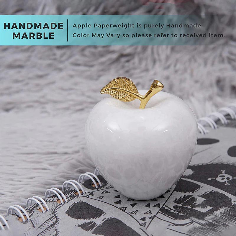 Classic Marble Apple Paperweight - White - Notbrand