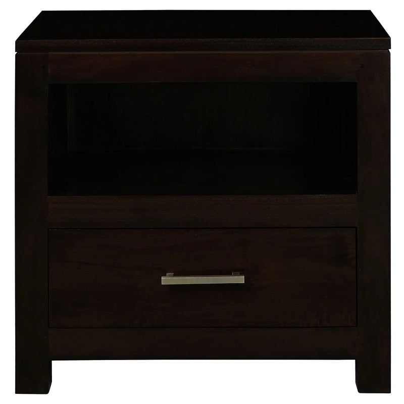 Paris Timber Single Drawer Bedside Table - Chocolate - Notbrand