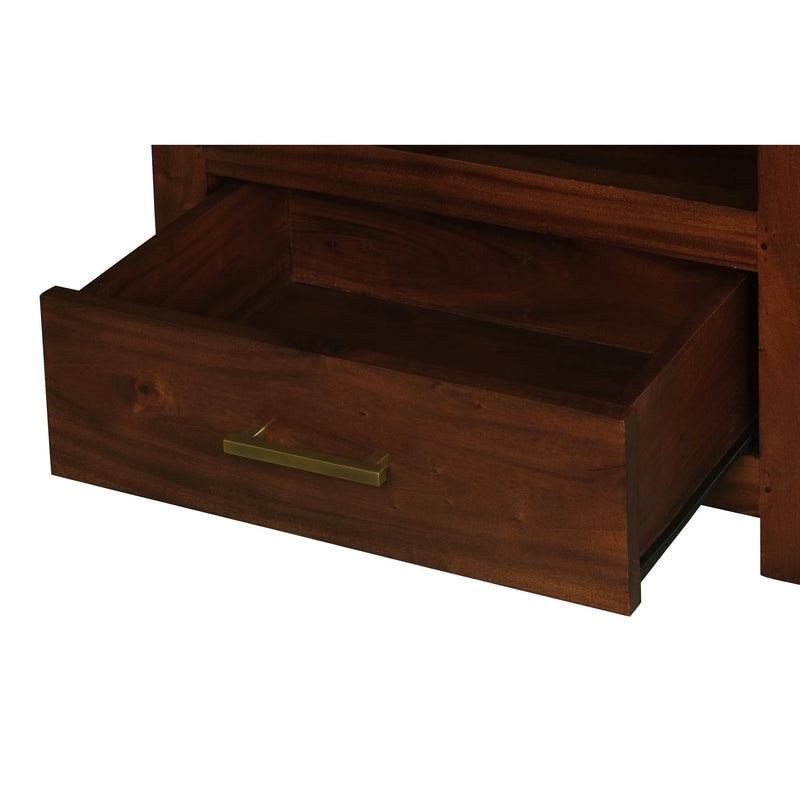 Paris Timber Single Drawer Bedside Table - Mahogany - Notbrand