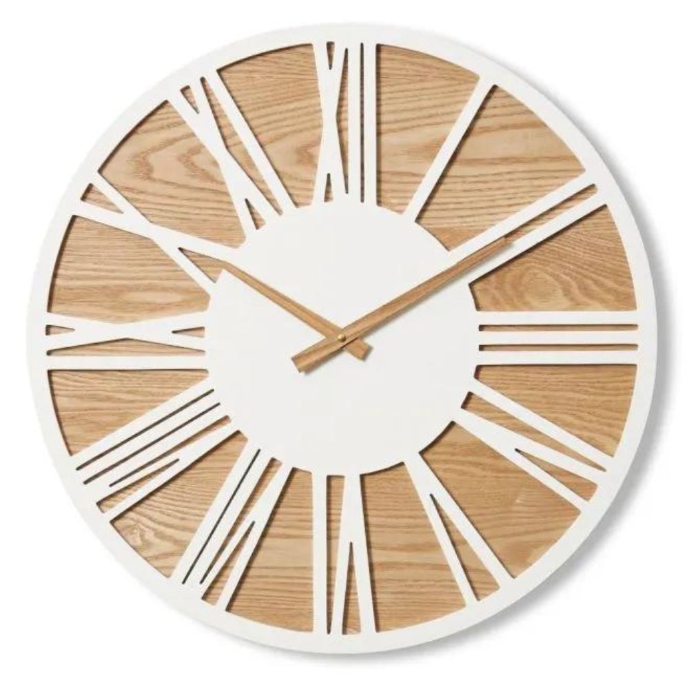 Bennet Analog Wall Clock - White & Natural - Notbrand
