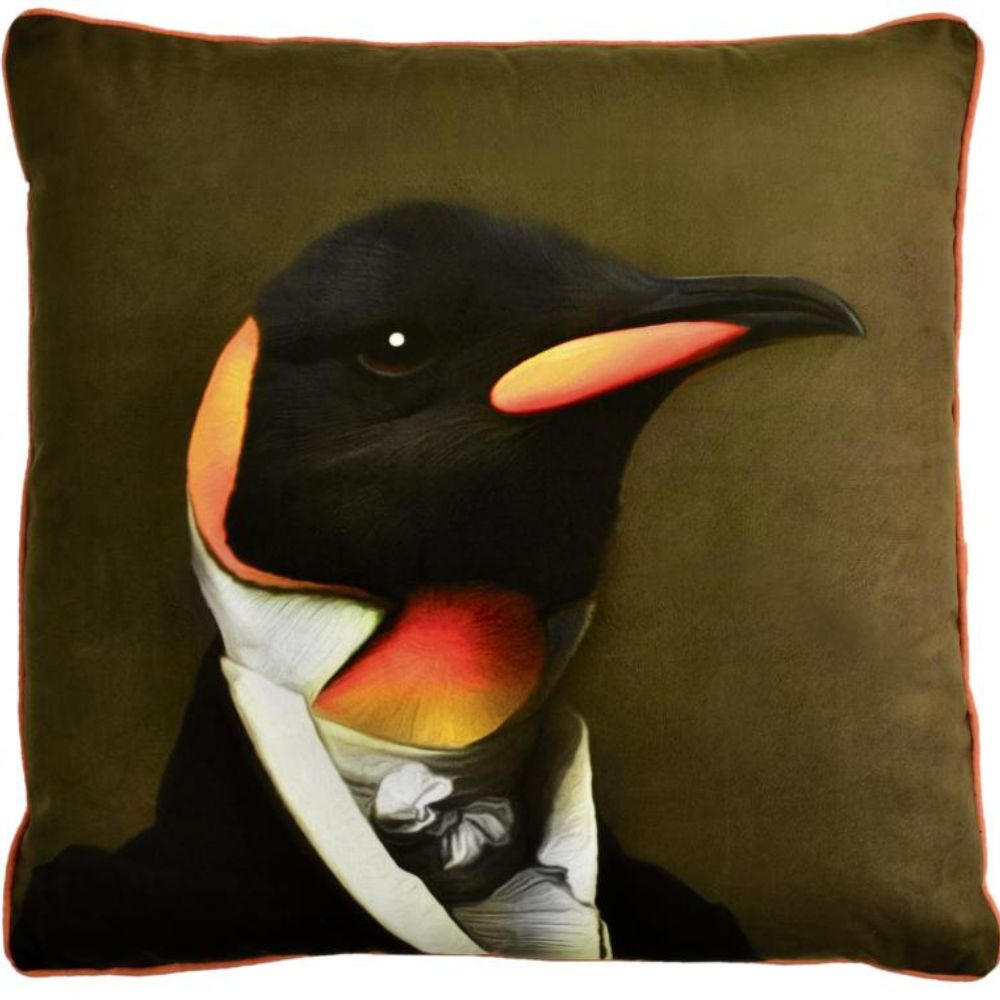 Perry Penguin Cushion - Velvet Fabric - NotBrand