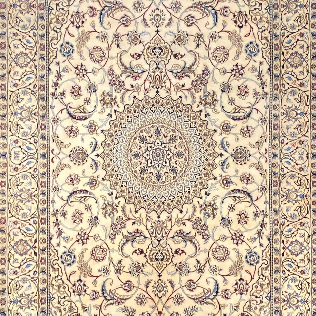 Persian Naieen Super Fine Wool & Silk Inlaid Rug - 3.12m - Notbrand