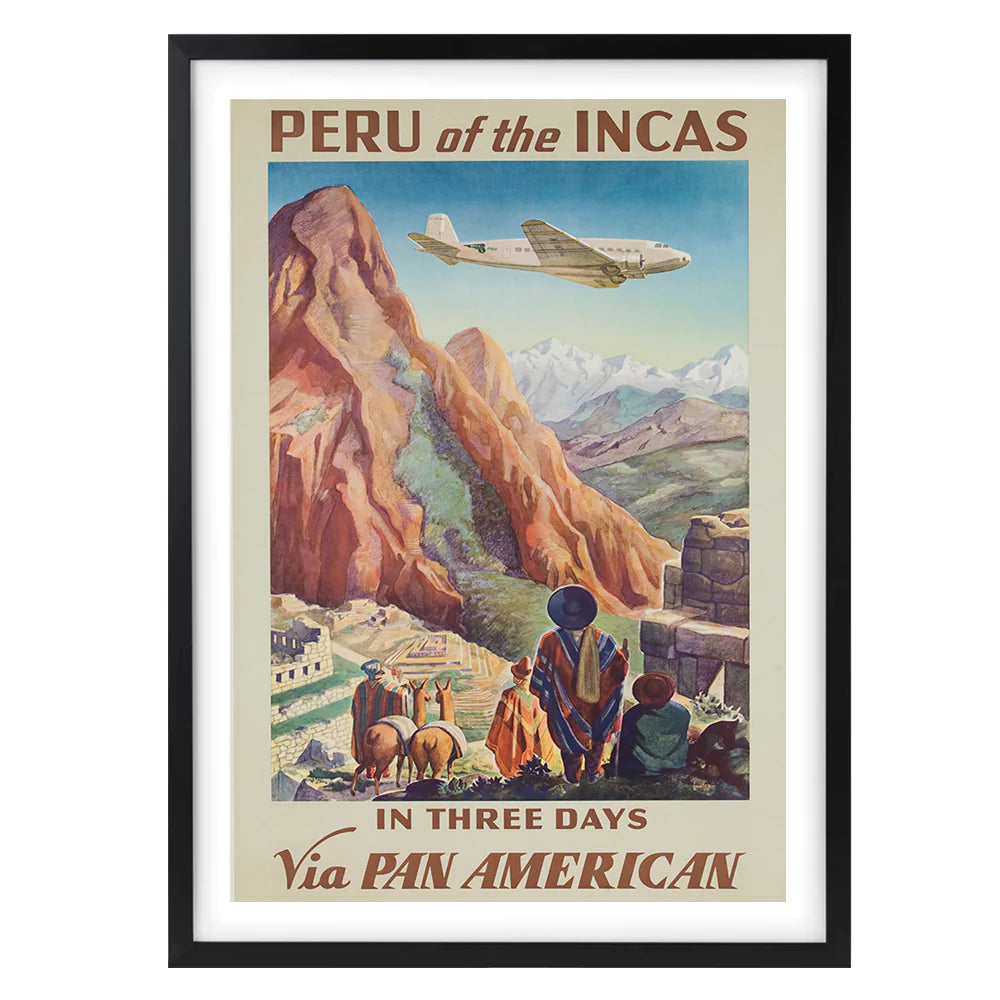 Peru of The Incas PAN AM Airlines A1 Framed Wall Art - Large - Notbrand