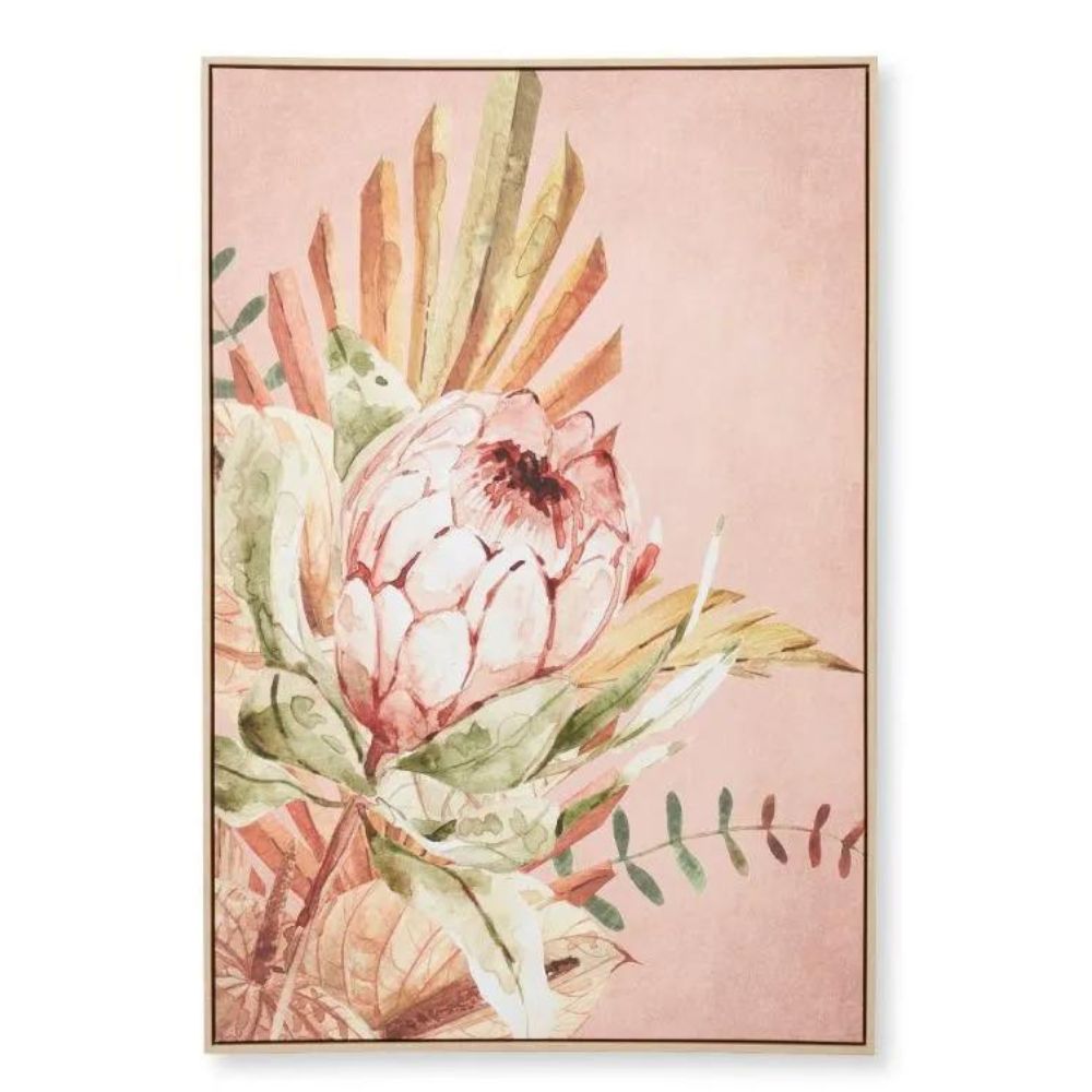 Pink Protea Canvas Wall Art - Pink - Notbrand