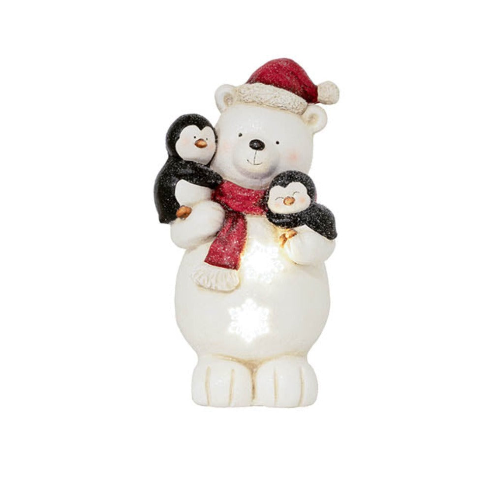 Polar Bear & Penguin with LED Decoration - White - NotBrand