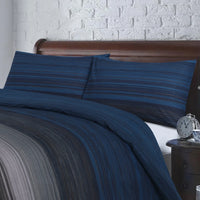Pure Cotton Quilt Cover Set - GBBS - Grey/Blue/Black