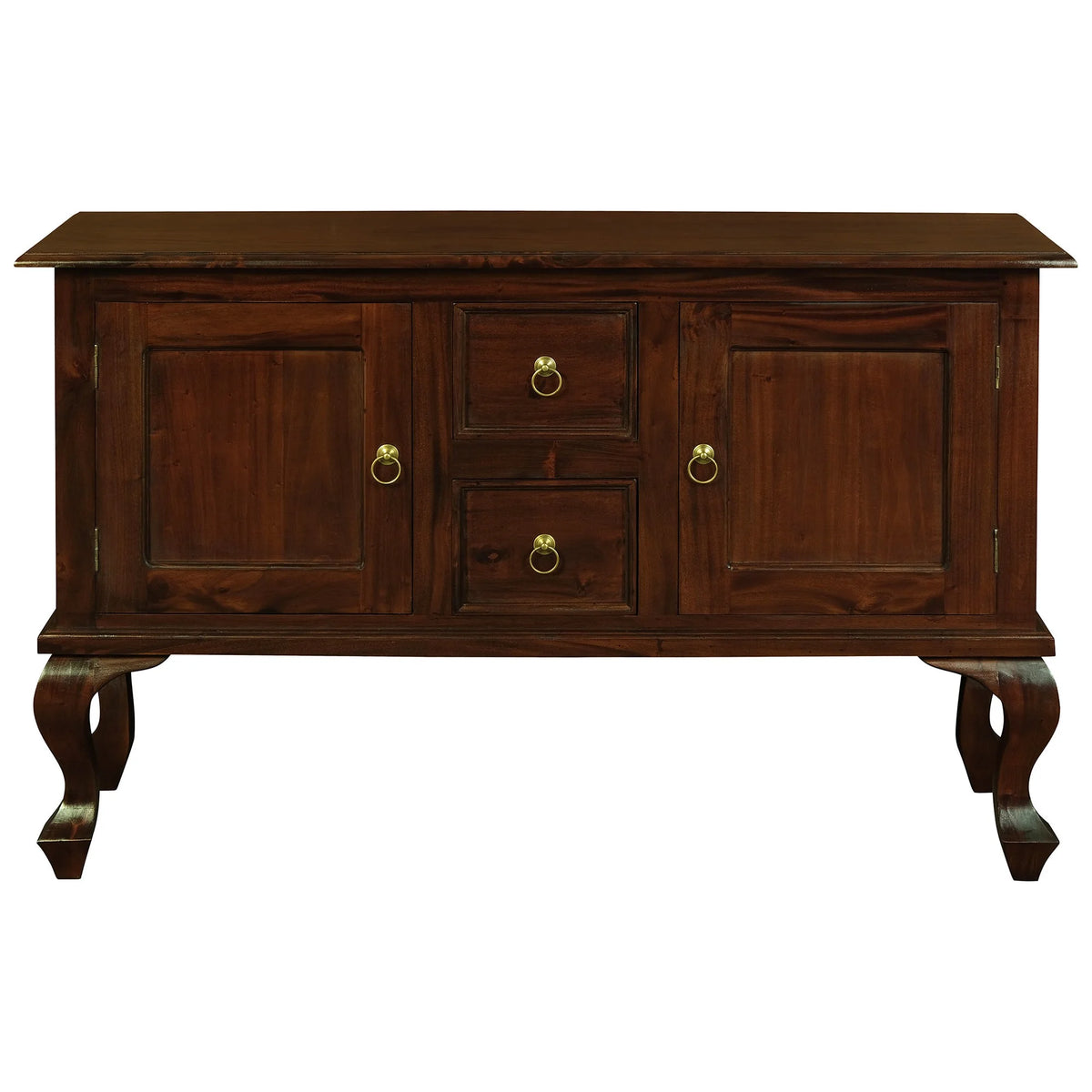 Queen Anne Timber 2 Door and 2 Drawer Console - Mahogany - Notbrand