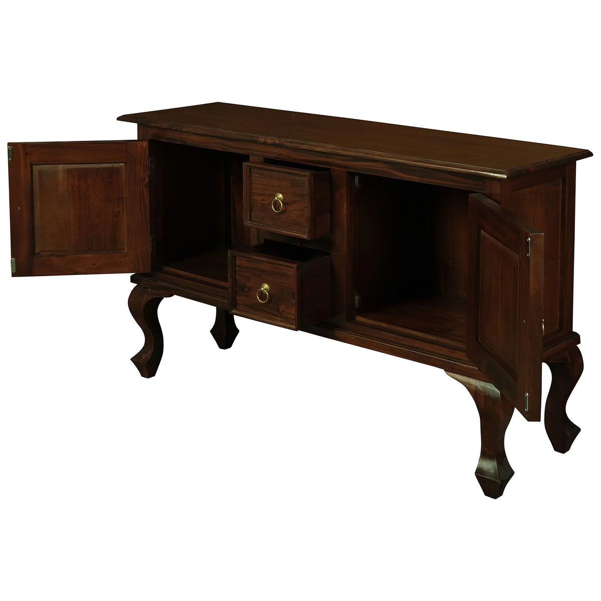 Queen Anne Timber 2 Door and 2 Drawer Console - Mahogany - Notbrand