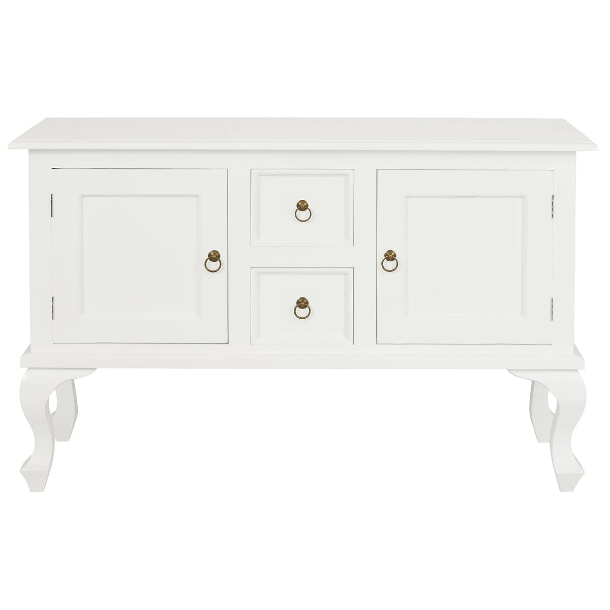 Queen Anne Timber 2 Door and 2 Drawer Console - White - Notbrand