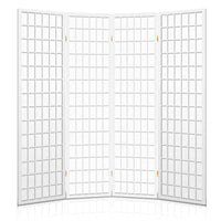 Artiss 4 Panel Pine Wood Room Divider - White - Notbrand
