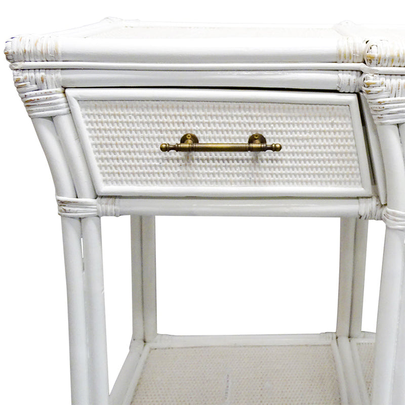 Hamilton Bamboo Rattan Console Table - White - Notbrand