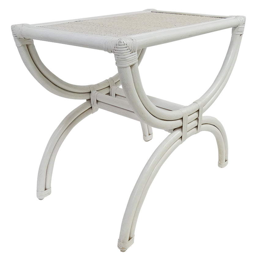 Emley Bamboo Rattan Side Table - White Wash - Notbrand