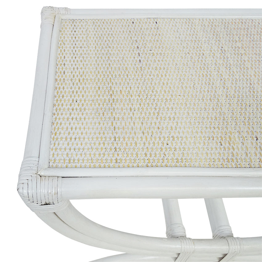 Emley Bamboo Rattan Side Table - White Wash - Notbrand