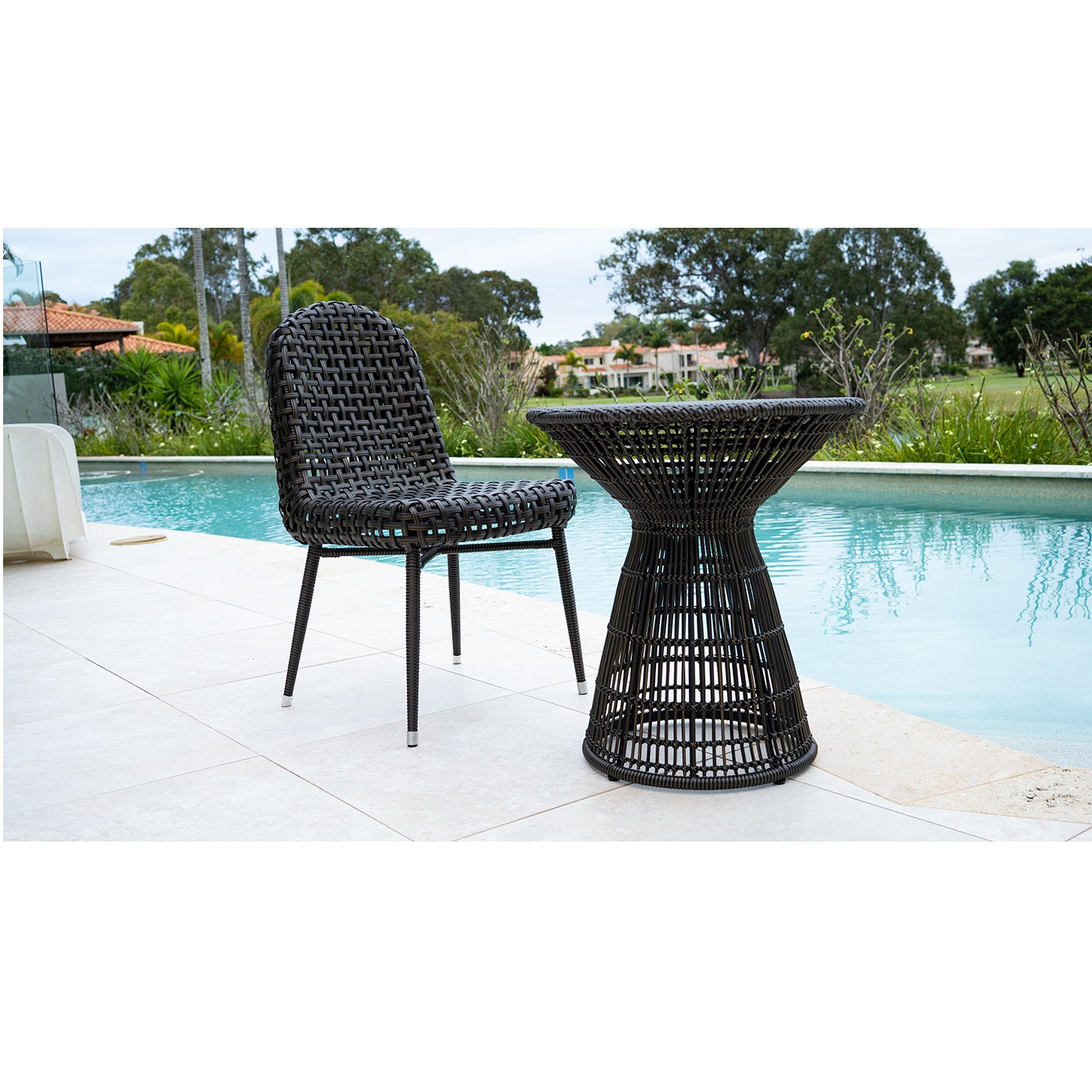 Remy Wicker Outdoor Dining Chair - Black - Notbrand