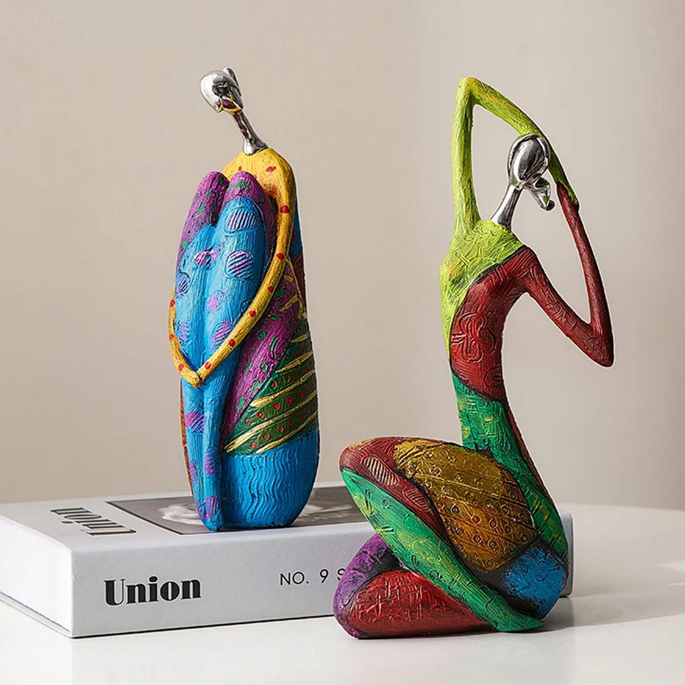 Nordic Style Abstract Woman Art Resin Sculpture - Multicolour - Notbrand