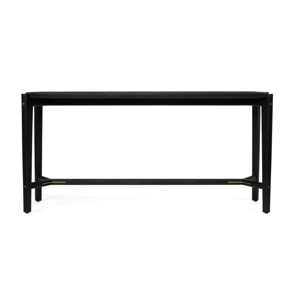 Riley Solid Teak Console Table in Black - 150cm - Notbrand