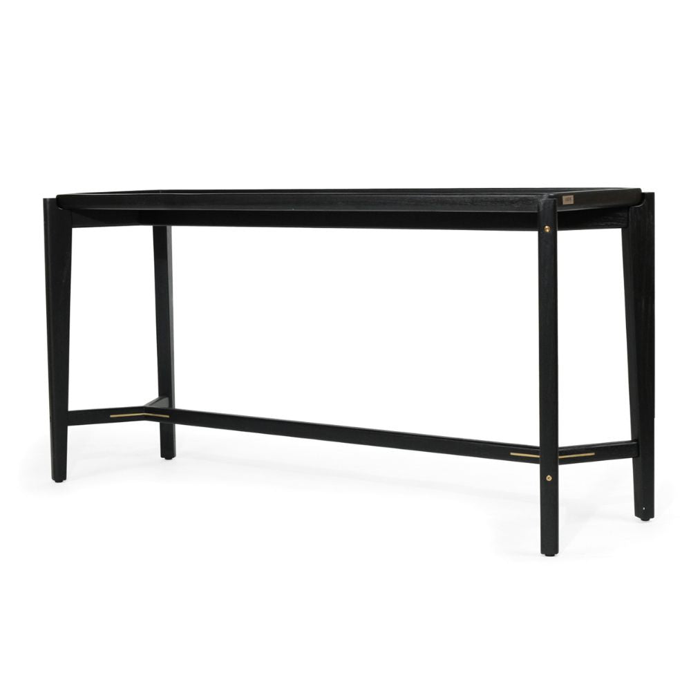 Riley Solid Teak Console Table in Black - 150cm - Notbrand