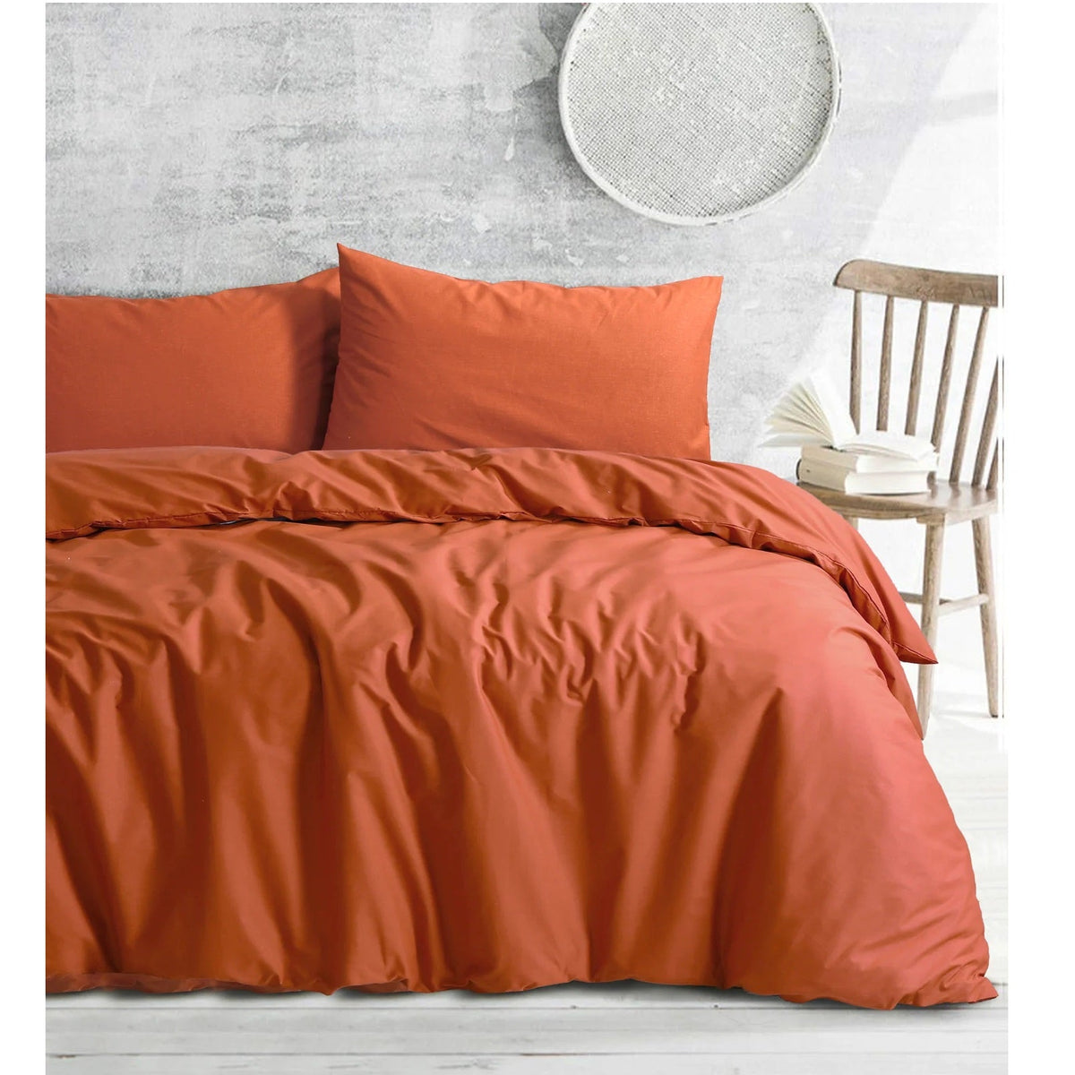 Royale Cotton Quilt Duvet Doona Cover with extra standard pillowcases pair - Rust