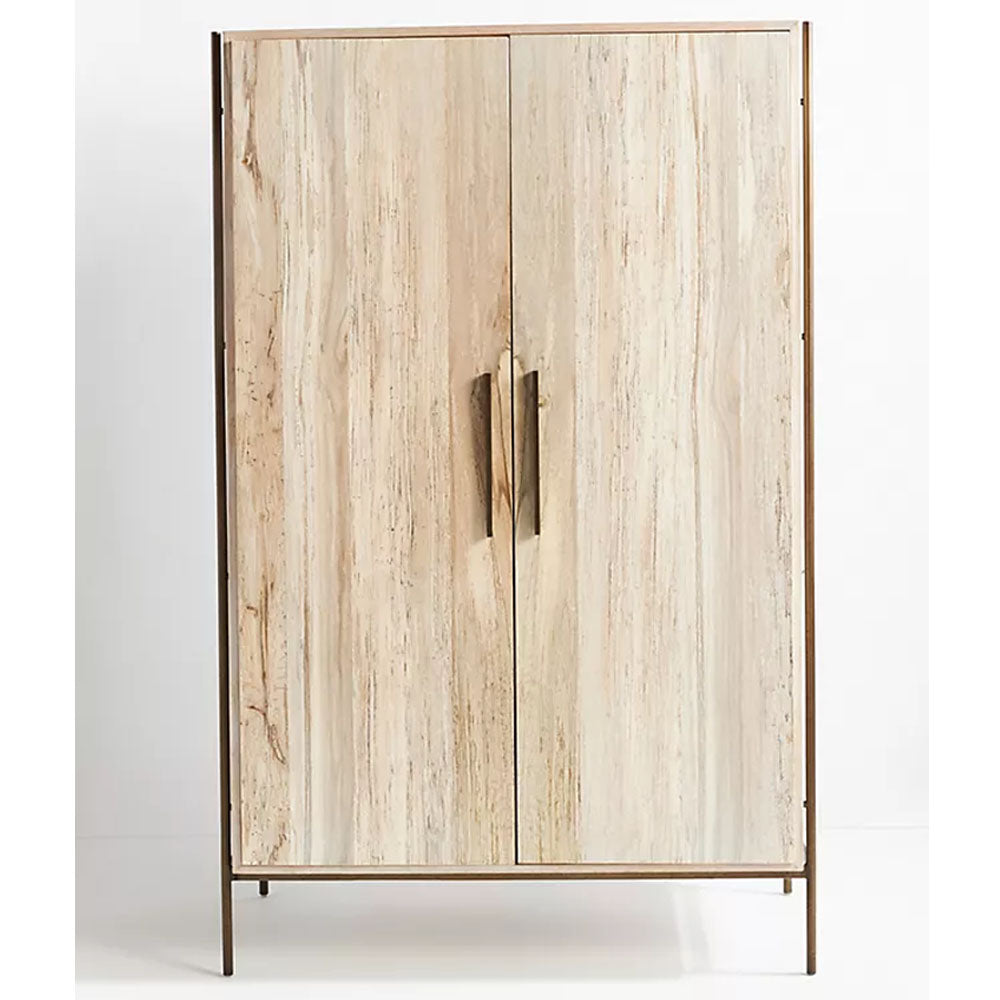 Hynat Spalted Oak Cabinet With 2 Drawers - Ivory - Notbrand