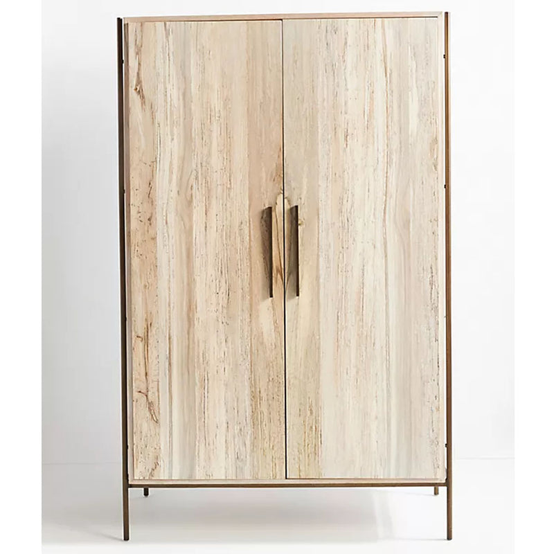Hynat Spalted Oak Cabinet With 2 Drawers - Ivory - Notbrand