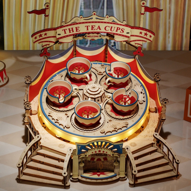 ROKR Tilt-A-Whirl The Tea Cup Amusement Park Wooden Puzzle - Notbrand