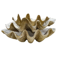 Avoca Polyresin Clam Shell Sculpture - Clam Grey White - Notbrand
