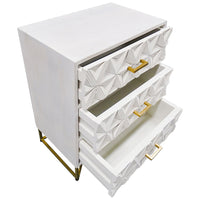 Angelina Mango Wood Bedside Table - White & Antique Brass - Notbrand