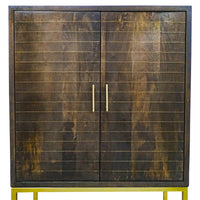 Siran Mango Wood Bar Cabinet - Forest Oak & Brass - Notbrand