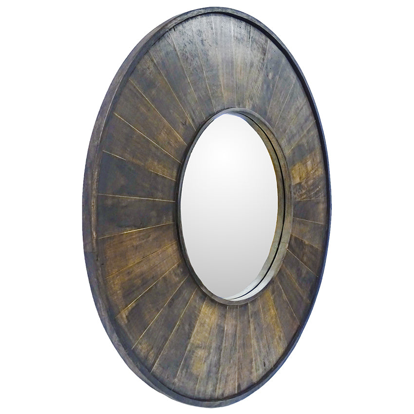 Valentina Mango Wood Round Wall Mirror - 120cm - Notbrand