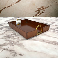 Duvrion Tan Leather Tray with Stirrup - Notbrand