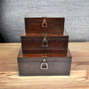 Agabe Set of 3 Leather Boxes with Stirrups - Dark - Notbrand