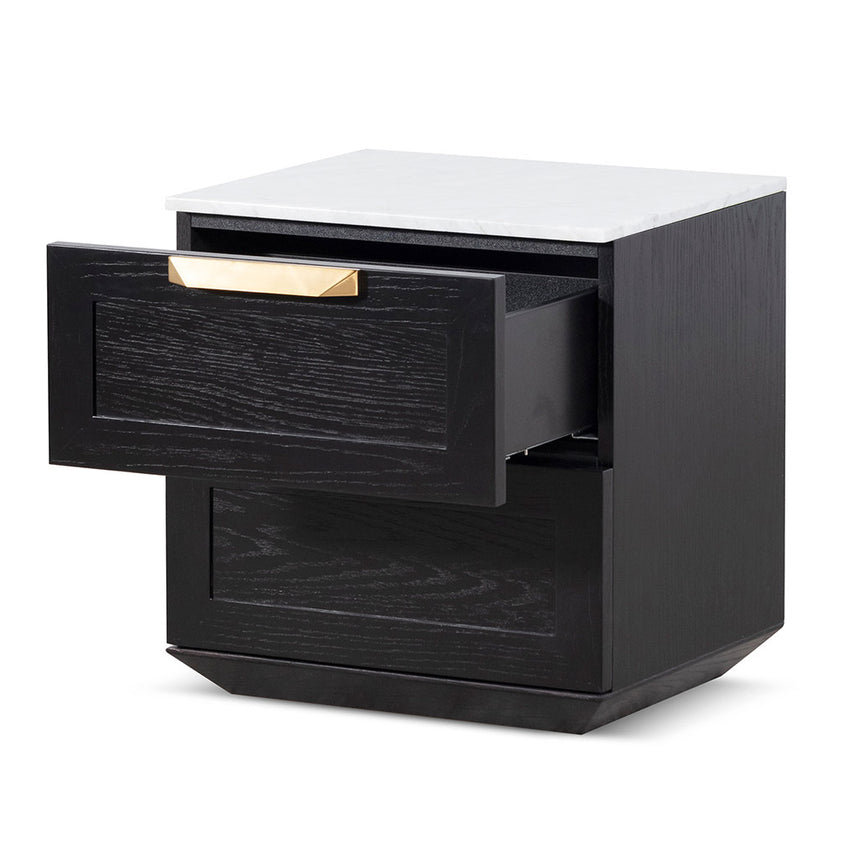 Mukeba Bedside Table with Marble Top - Black - Notbrand