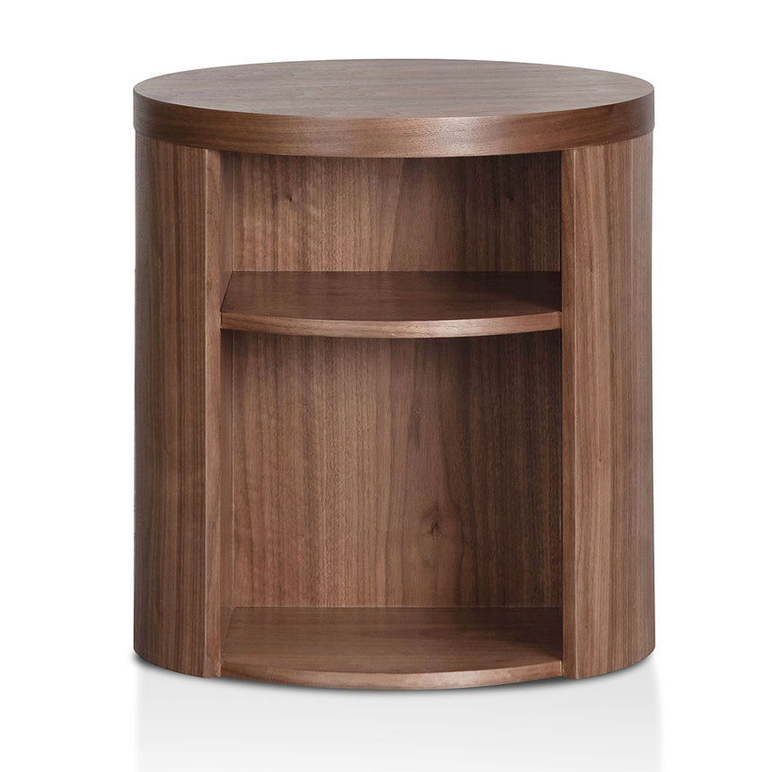 Kadima Round Wooden Bedside Table - Walnut - Notbrand