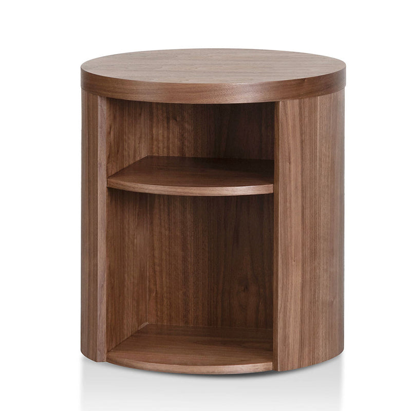 Kadima Round Wooden Bedside Table - Walnut - NotBrand