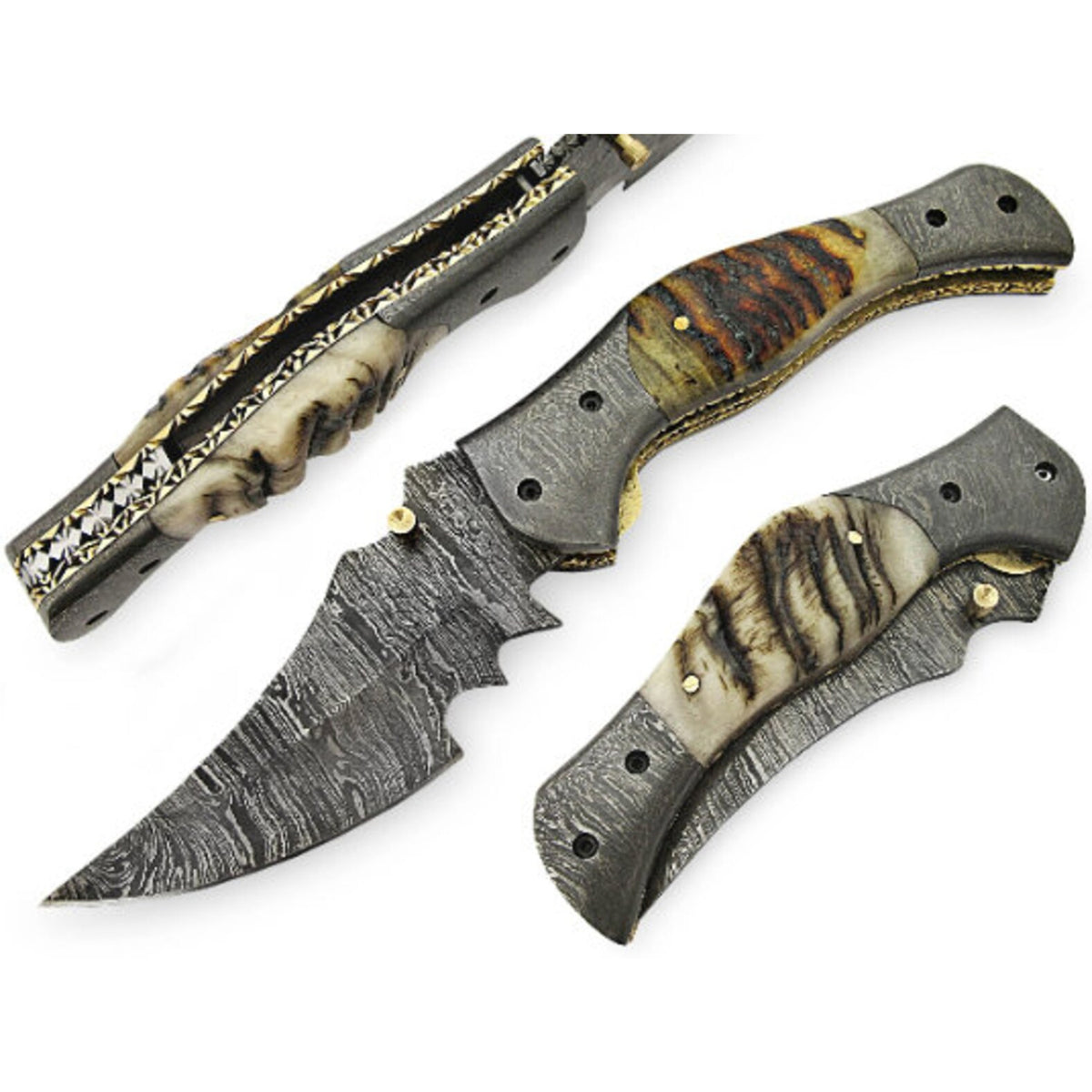 Sacrir Damascus Pocket Folding Knife - Notbrand
