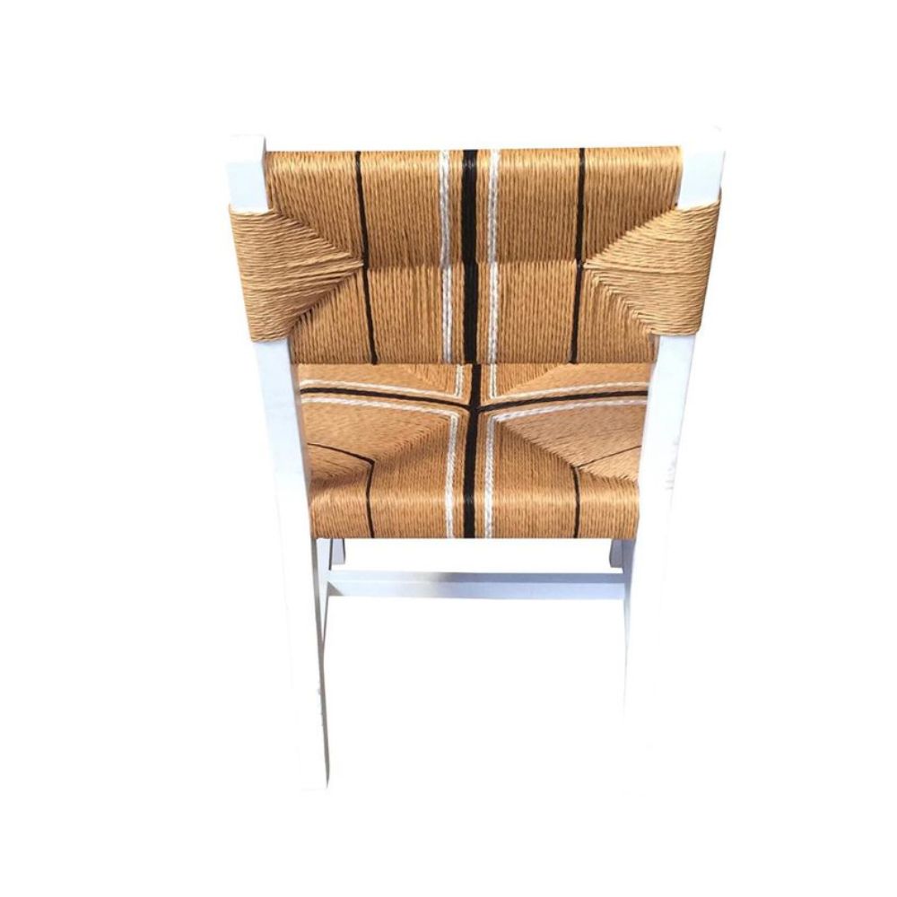 Samaira Solid Teak Woven Dining Chair – White - NotBrand