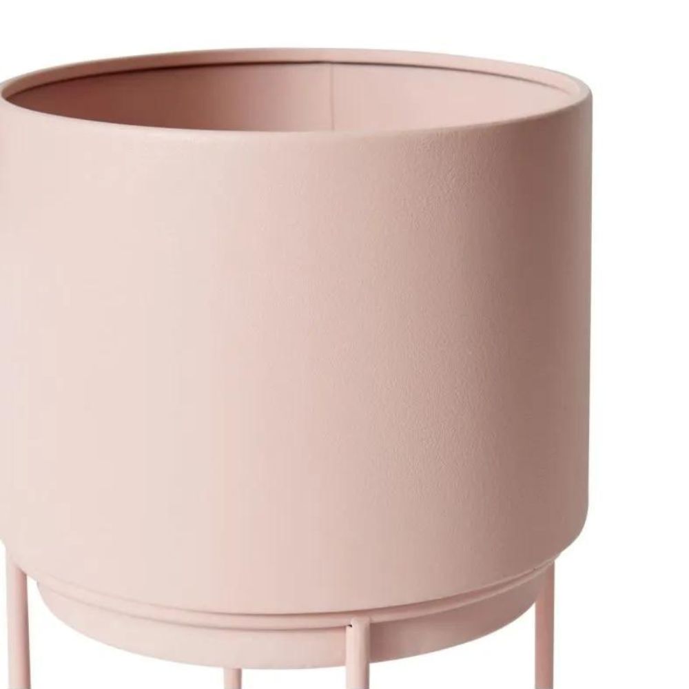 Ringo Metal Planter With Stand in Dusty Pink - Set of 2 - Notbrand