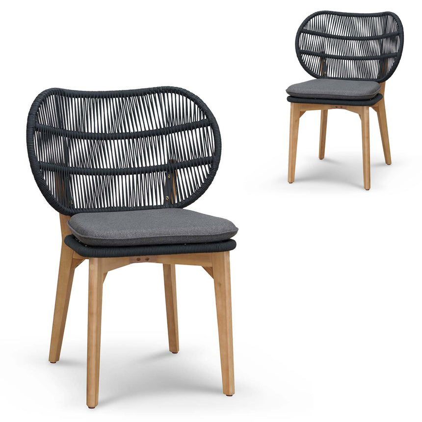 Set of 2 Kazadi Outdoor Dining Chair with Cushion - Anthracite Grey - Notbrand