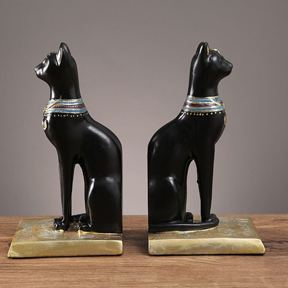 Set of 2 Resin Leaning Sculpture Bookends - Cat - Notbrand