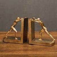 Set of 2 Resin Leaning Sculpture Bookends - Push - Notbrand