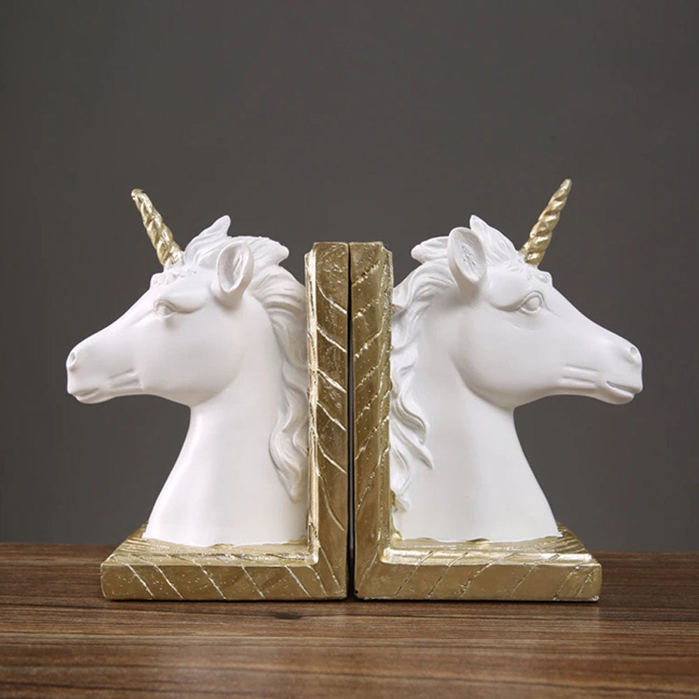 Set of 2 Resin Leaning Sculpture Bookends - Unicorn - Notbrand
