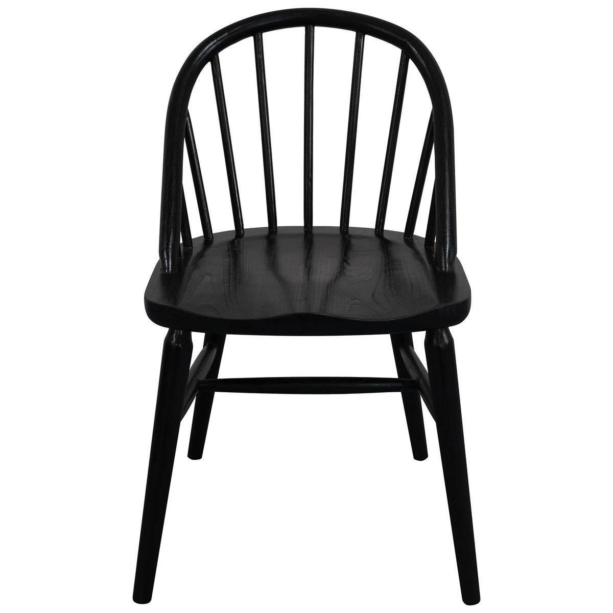 Set of 2 Vera Oak Timber Dining Chair - Black - Notbrand