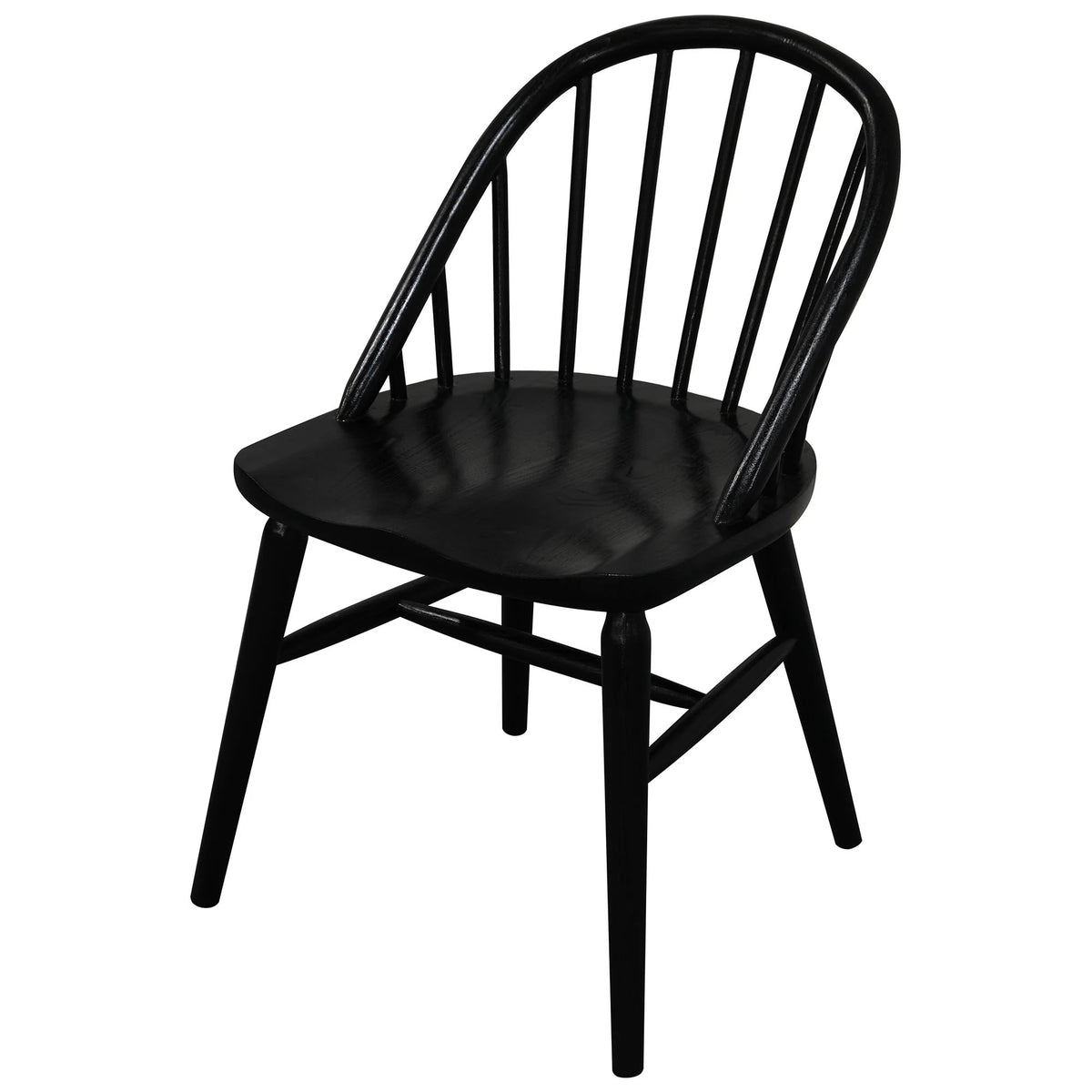 Set of 2 Vera Oak Timber Dining Chair - Black - Notbrand