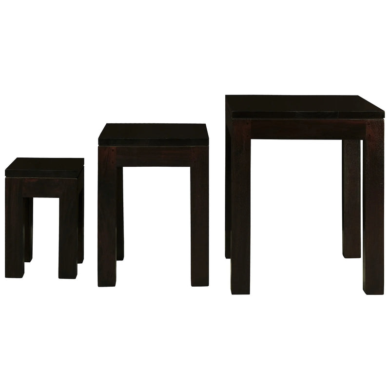 Set of 3 Amsterdam Timber Nested Table - Chocolate - Notbrand