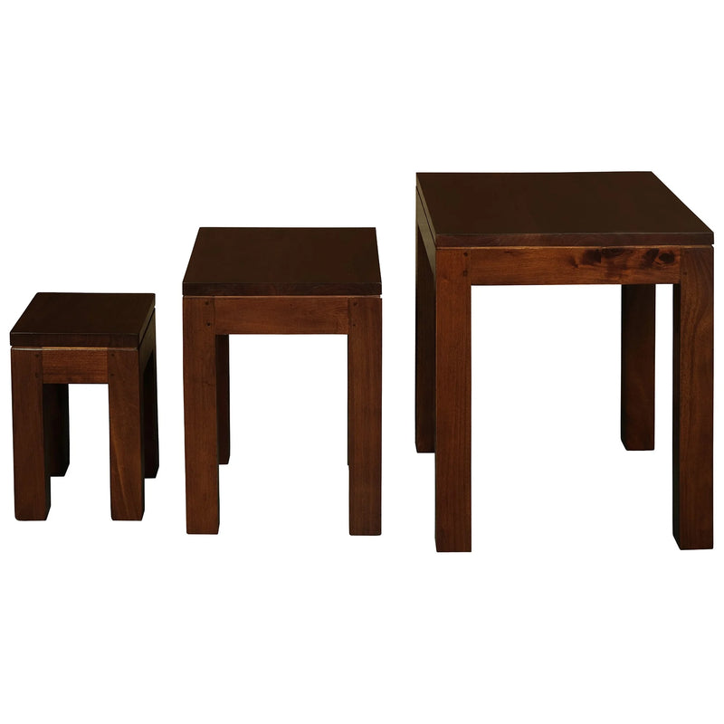 Set of 3 Amsterdam Timber Nested Table - Mahogany - Notbrand