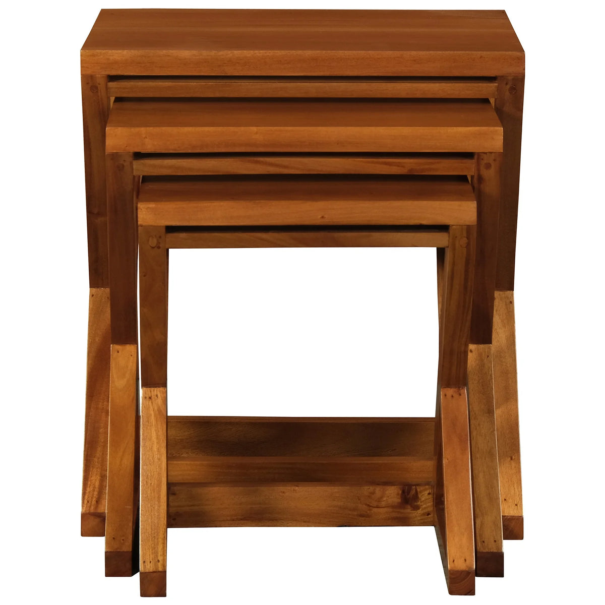 Set of 3 Manhattan Timber Nested Tables - Light Pecan - Notbrand