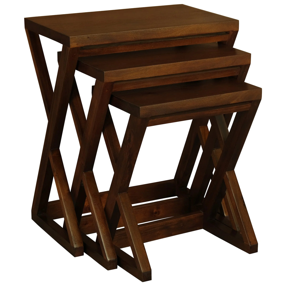 Set of 3 Manhattan Timber Nested Tables - Mahogany - Notbrand