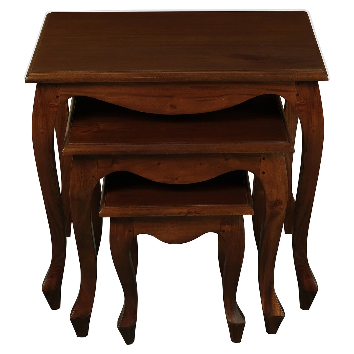 Set of 3 Queen Ann Timber Nested Tables - Mahogany - Notbrand