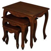 Set of 3 Queen Ann Timber Nested Tables - Mahogany - Notbrand