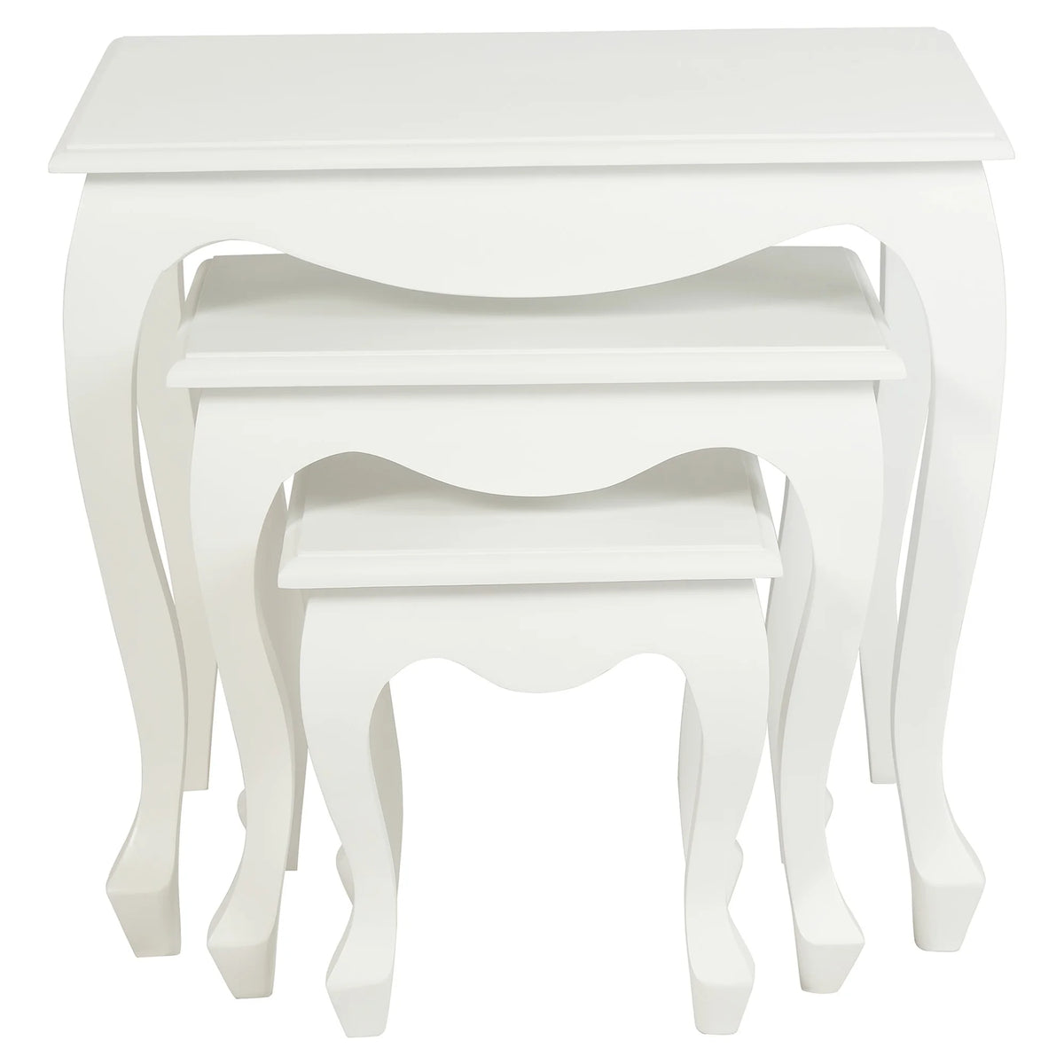 Set of 3 Queen Ann Timber Nested Tables - White - Notbrand
